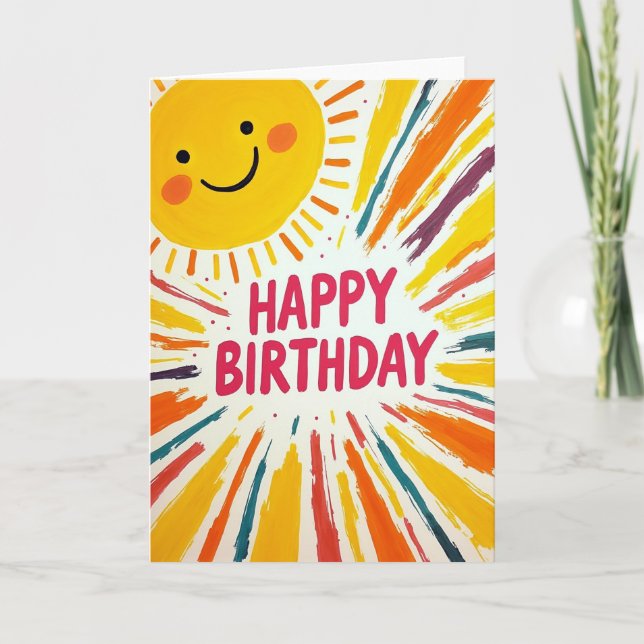 Cheerful Sun Birthday Card (Front)
