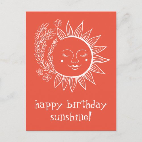 Cheerful Sun  Floral HAPPY BIRTHDAY CUSTOM Postcard