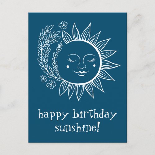 Cheerful Sun  Floral HAPPY BIRTHDAY CUSTOM Postcard