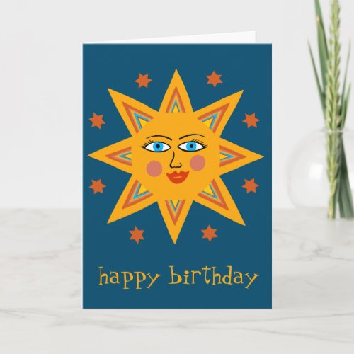 Cheerful Sun HAPPY BIRTHDAY CUSTOM Modern Boho Card