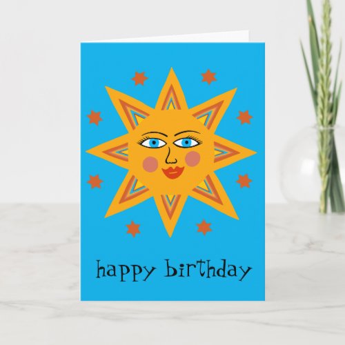 Cheerful Sun HAPPY BIRTHDAY CUSTOM Modern Boho Card