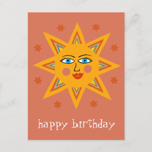 Cheerful Sun HAPPY BIRTHDAY CUSTOM  Postcard