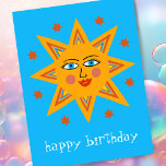 Cheerful Sun HAPPY BIRTHDAY CUSTOM   Postcard<br><div class="desc">Add your own text to the front and back,  or change the colors. Take a look at my shop for more!</div>