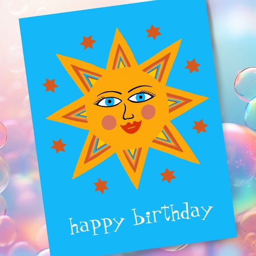 Cheerful Sun HAPPY BIRTHDAY CUSTOM   Postcard