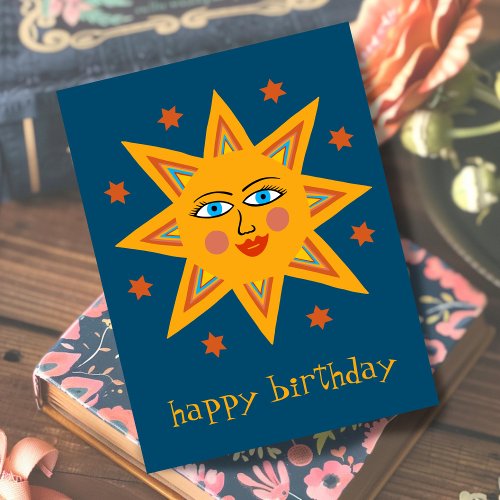 Cheerful Sun HAPPY BIRTHDAY CUSTOM  Postcard