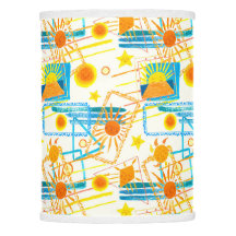 Cheerful Sun Print Lampshade hand painted motifs