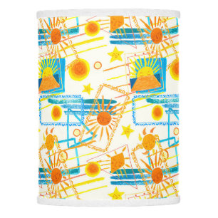 Cheerful Sun Print Lampshade hand painted motifs