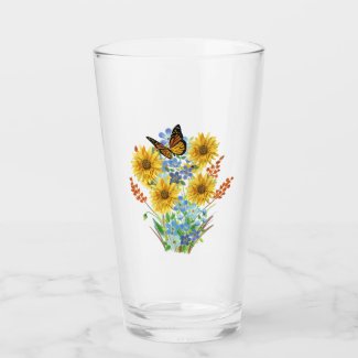 Cheerful Sunflower and Butterfly Bouquet Kitchen