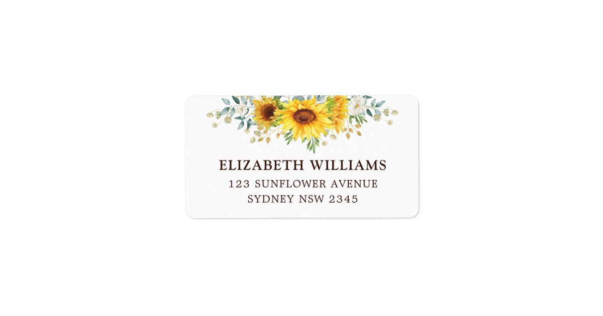 Cheerful Sunflower Bouquet Greenery Return Address Label | Zazzle