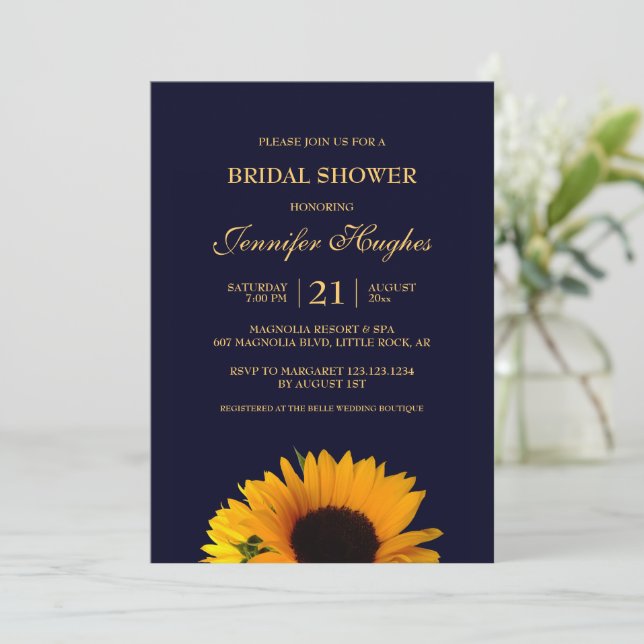 Cheerful Sunflower Bridal Shower Invitation (Standing Front)