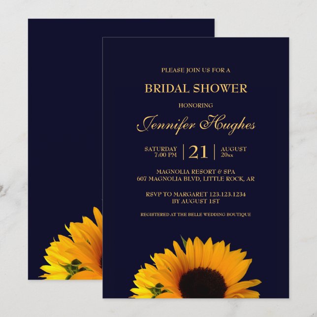 Cheerful Sunflower Bridal Shower Invitation (Front/Back)