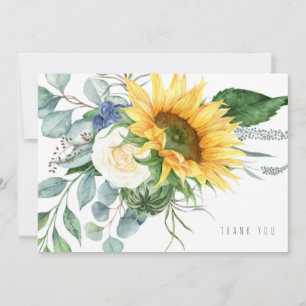 Cheerful Sunflower Eucalyptus Funeral Thank You Card
