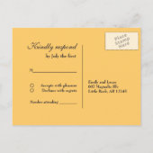 Cheerful Sunflower Navy Blue Wedding RSVP Invitation Postcard (Back)