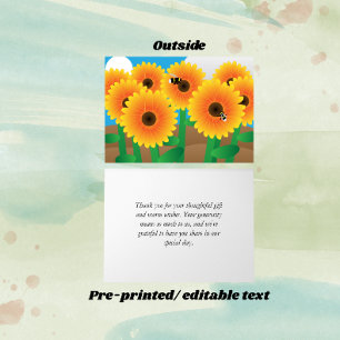 Cheerful Sunflower Personalized Thank You Card