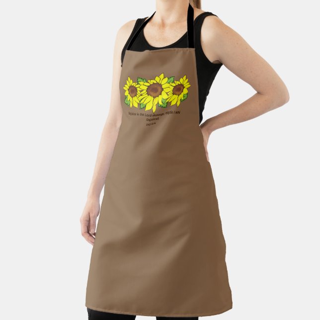 Cheerful Sunflower Rejoice in Lord Inspirational Apron (Insitu)