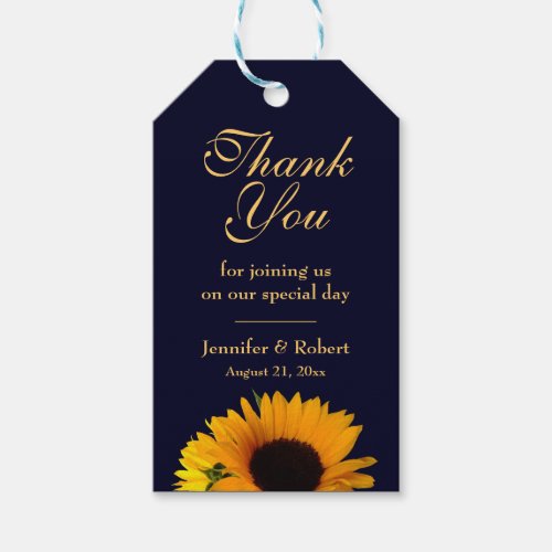 Cheerful Sunflower Thank You  Favor Gift Tags