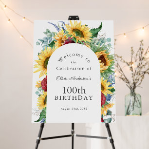 Cheerful Sunflowers Botanical 100th Birthday Party Foam Board