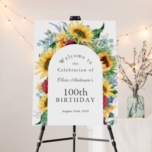 Cheerful Sunflowers Botanical 100th Birthday Party Foam Board