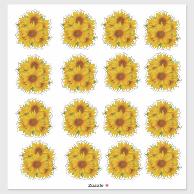 Cheerful Sunflowers Bouquet Sticker (Sheet)