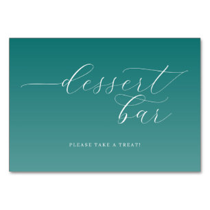Cheerful Teal Gradient Dessert Bar Sign Table Number