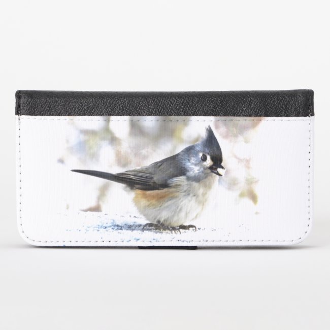Cheerful Titmouse Bird iPhone X Wallet Case