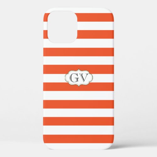 Cheerful Touch Of Tangerine Tango  White Striped iPhone 12 Case