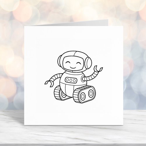 Cheerful Toy Robot Color Me Self_inking Stamp