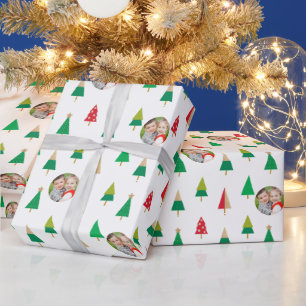 Cheerful Trees Photo Christmas Wrapping Paper