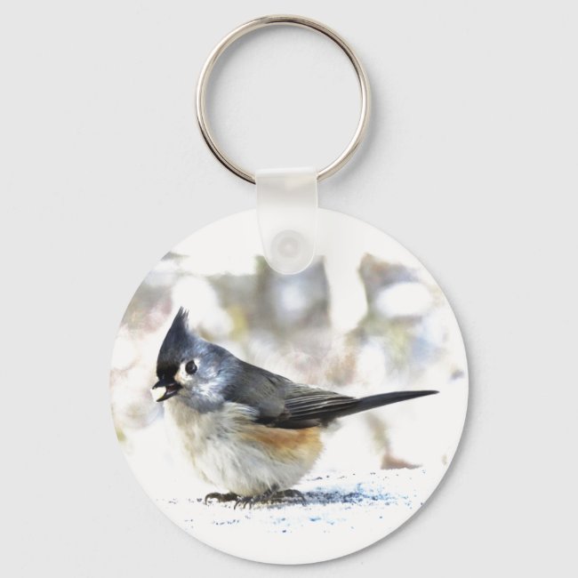 Cheerful Tufted Titmouse Bird Keychain