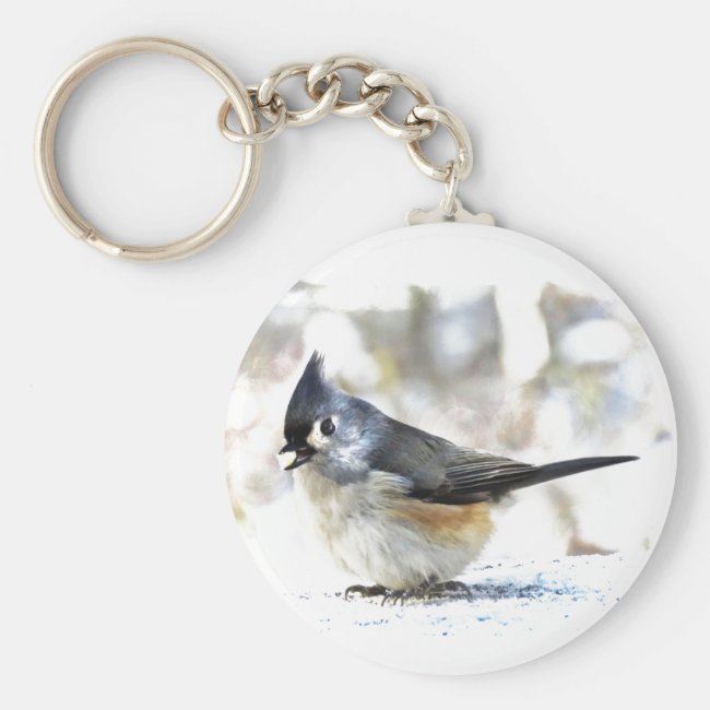 Cheerful Tufted Titmouse Bird Keychain
