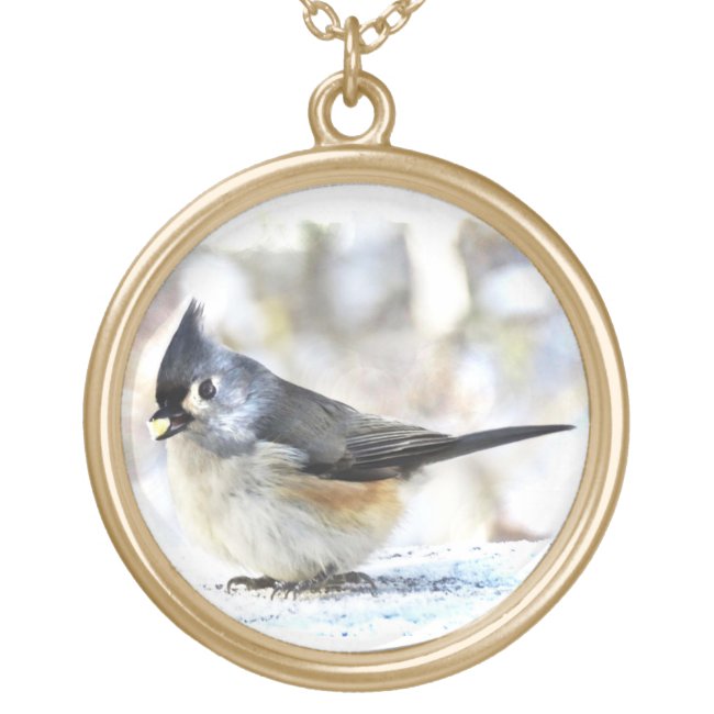 Cheerful Tufted Titmouse Bird Necklace