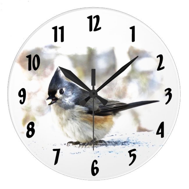 Cheerful Tufted Titmouse Bird Wall Clock