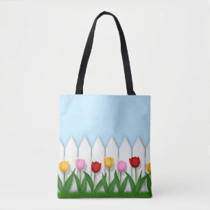 Cheerful Tulip Flower Garden Customizable Tote Bag