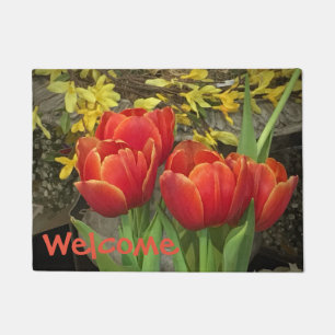 Cheerful Tulip Welcome Doormat
