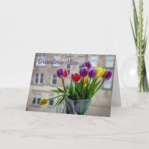 Cheerful Tulips in the Window   Personalized Card