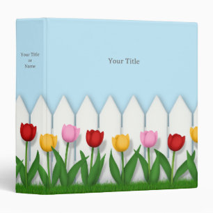 Cheerful Tulips & White Picket Fence Custom 1.5" 3 Ring Binder