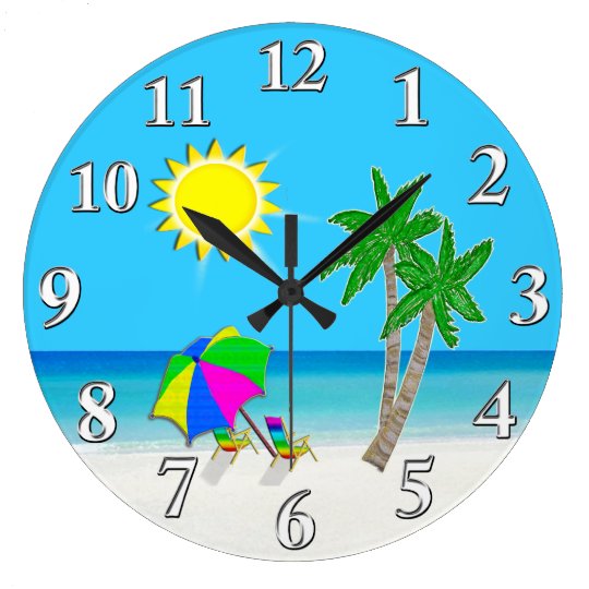 Cheerful Turquoise Wall Clocks Beach Theme | Zazzle.com