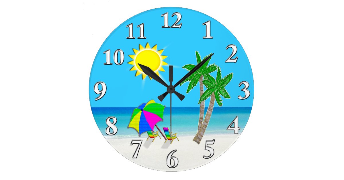 Cheerful Turquoise Wall Clocks Beach Theme