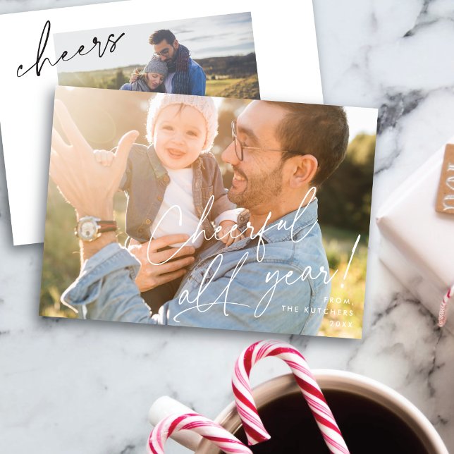 Cheerful Vibes All Year Holiday Photo Card (Creator Uploaded)