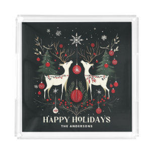 Cheerful Warm Scandinavian Christmas Tree Acrylic Tray