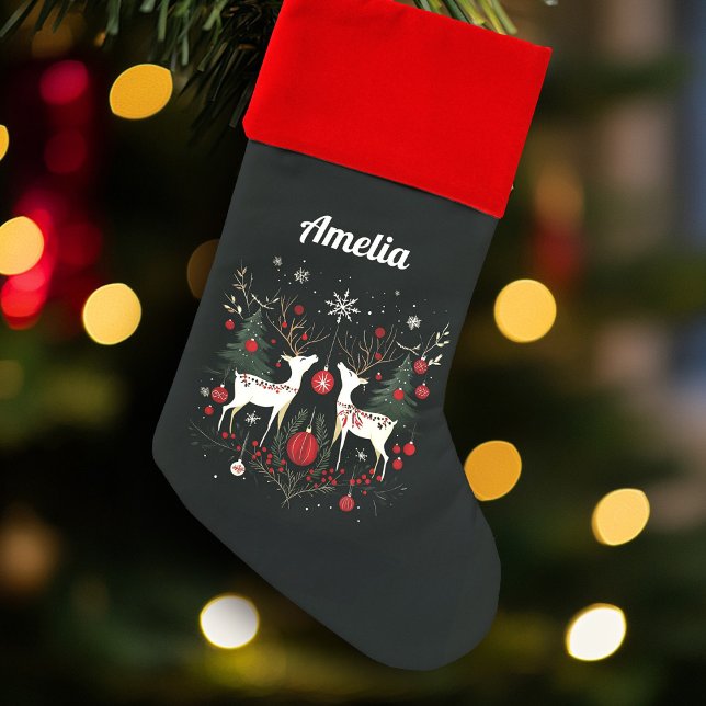 Cheerful Warm Scandinavian Christmas Tree Christmas Stocking (Creator Uploaded)