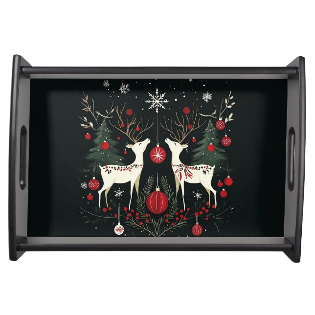Cheerful Warm Scandinavian Christmas Tree Serving Tray (Front)