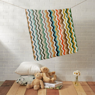 Cheerful Warm Wavy Zigzag Multicolored Pattern Baby Blanket