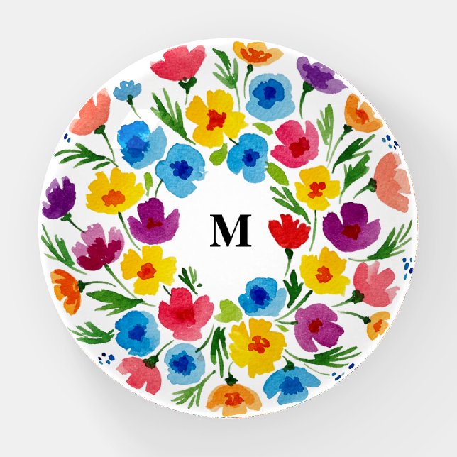Cheerful Watercolor Florals Paperweight (Front)