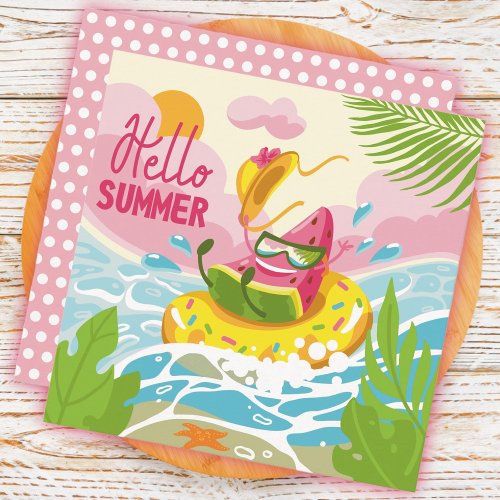 Cheerful Watermelon Hello Summer Greeting Card