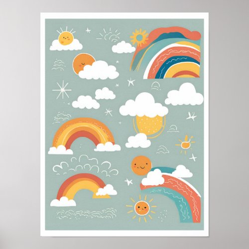 Cheerful Weather Elements  Poster