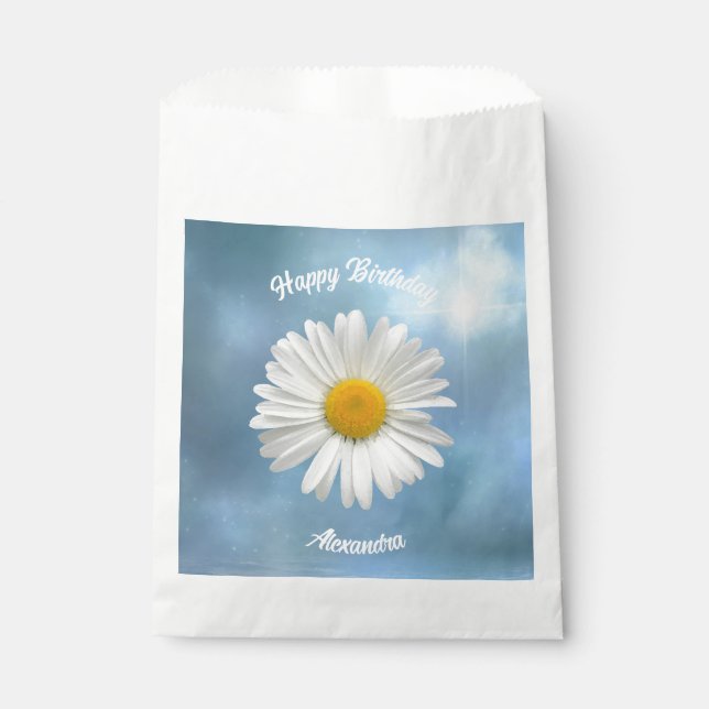Cheerful White Daisy Favor Bag (Front)