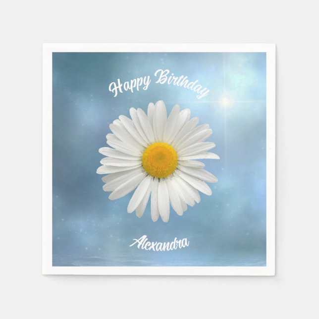 Cheerful White Daisy Napkins (Front)