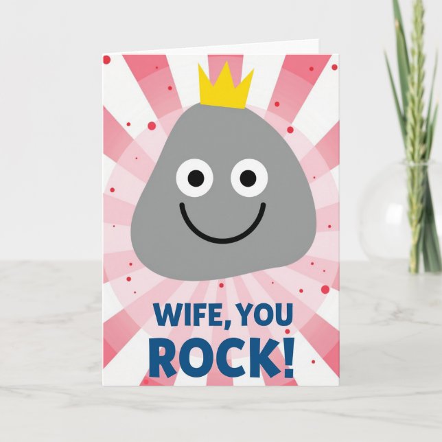 Cheerful Wife You Rock Stone Card (Front)