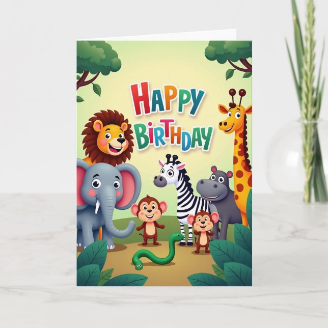 Cheerful Wild Creatures Card (Front)